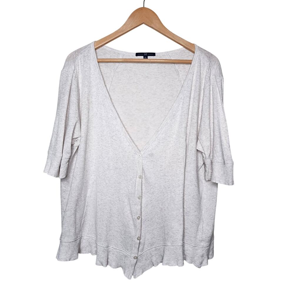 🌻3 for $18 Gap Oatmeal Cream Short Sleeve Cardigan Size XL